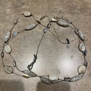 Elegant Silver and Cream Beaded Necklace